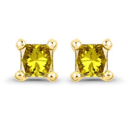 0.25 Carat Genuine Yellow Diamond 14K Yellow Gold Earrings (SI1-SI2)  DestGlow