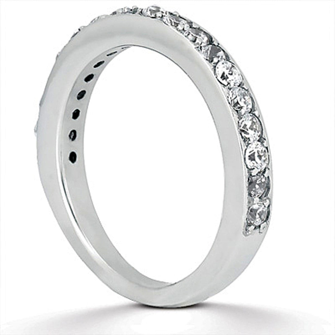 14k White Gold Pave Diamond Wedding Ring Band Set 1/2 Around by Bids.com