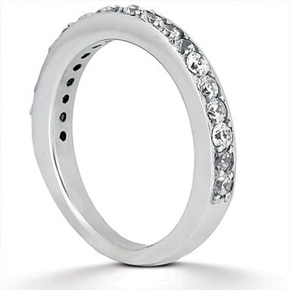 14k White Gold Pave Diamond Wedding Ring Band Set 1/2 Around by Bids.com