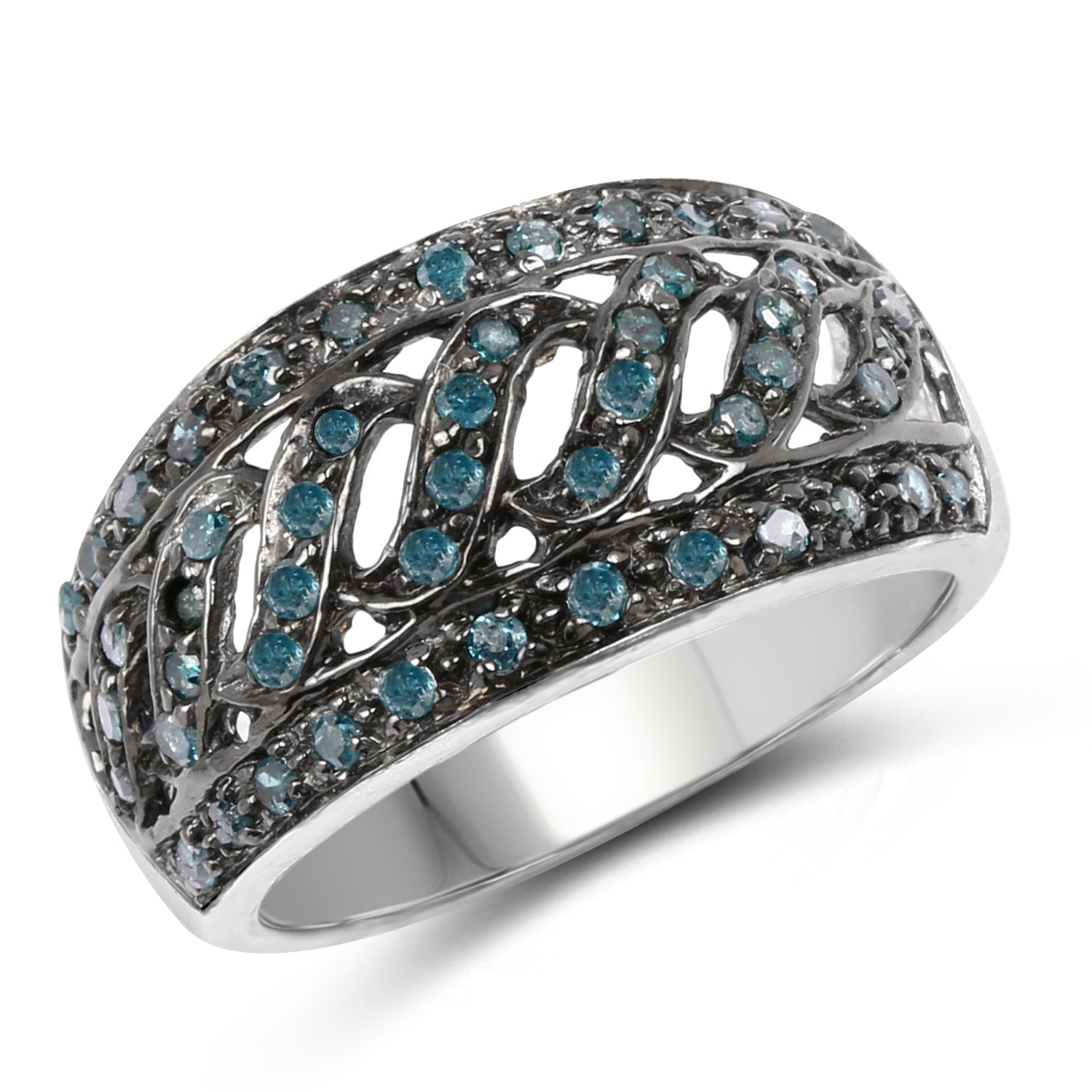 0.60 Carat Genuine Blue Diamond .925 Sterling Silver Ring by Bids.com