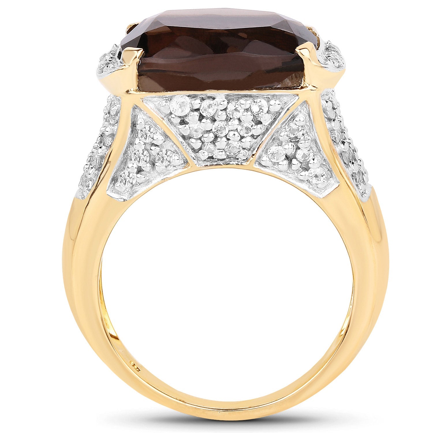 6.65 Carat Genuine Smoky Quartz and White Topaz .925 Sterling Silver Ring by Bids.com