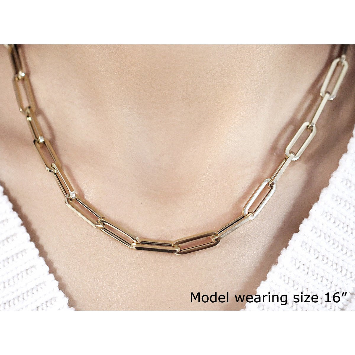 14K Yellow Gold Wide Paperclip Chain (6.1mm) by Bids.com