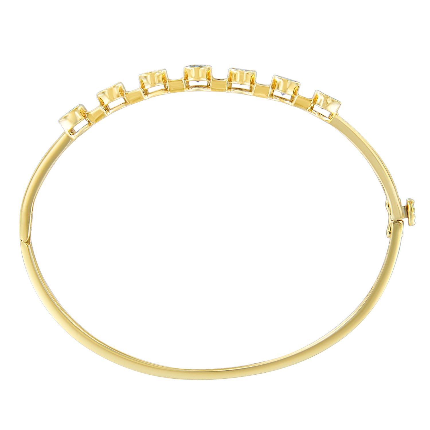 14K Yellow Gold Alternating Bezel Set 5MM Oval Shaped Tanzanite and 1/5 Cttw Diamond Bangle Bracelet (H-I Color, VS2-SI1 Clarity) - Fit&