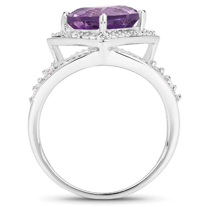 2.82 Carat Genuine Amethyst and White Topaz .925 Sterling Silver Ring by Bids.com