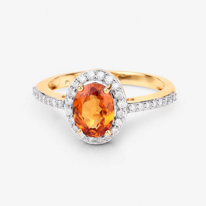 1.66 Carat Genuine Spessartite Garnet and White Diamond 14K Yellow Gold Ring by Bids.com