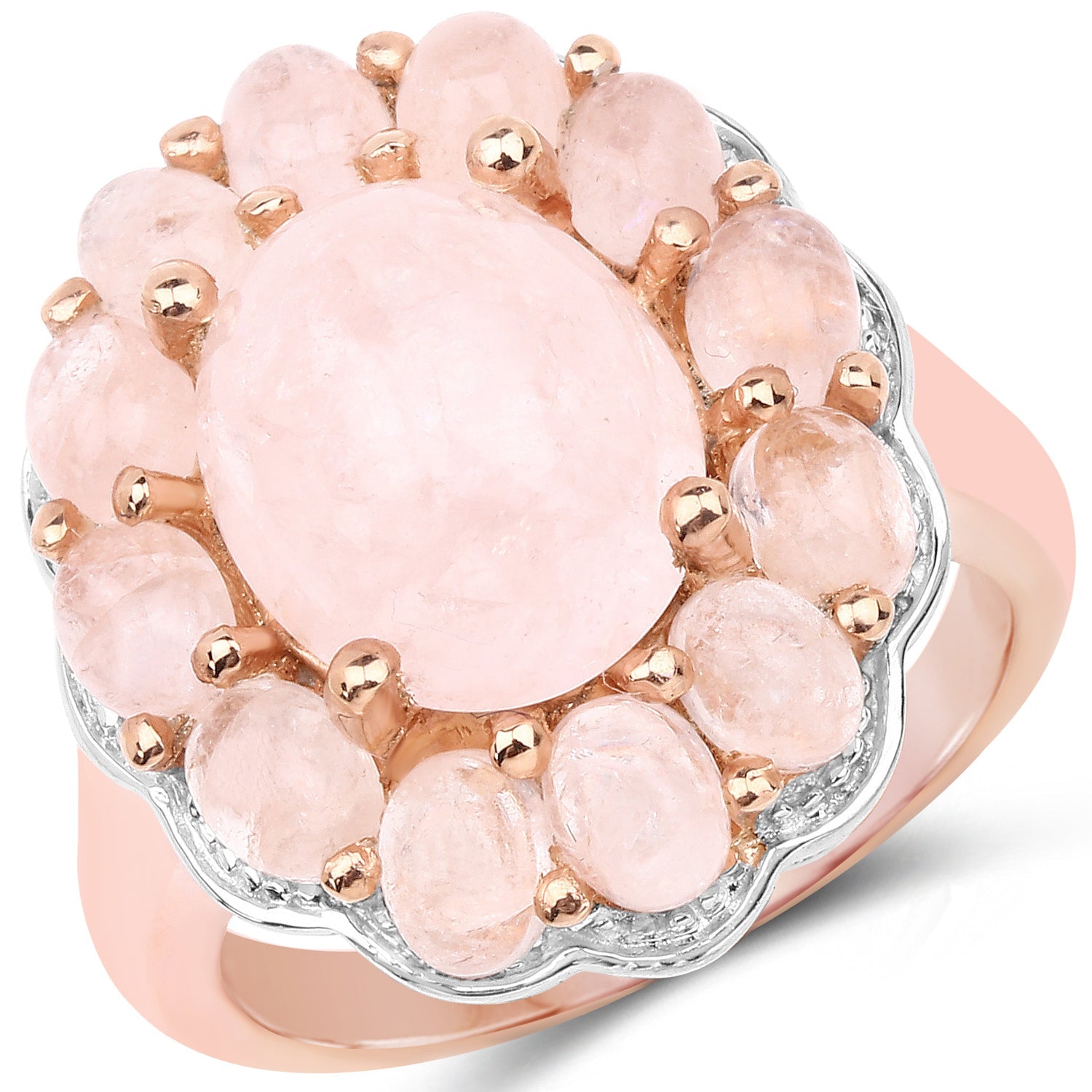 14K Rose Gold Plated 6.76 Carat Genuine Morganite .925 Sterling Silver Ring by Bids.com