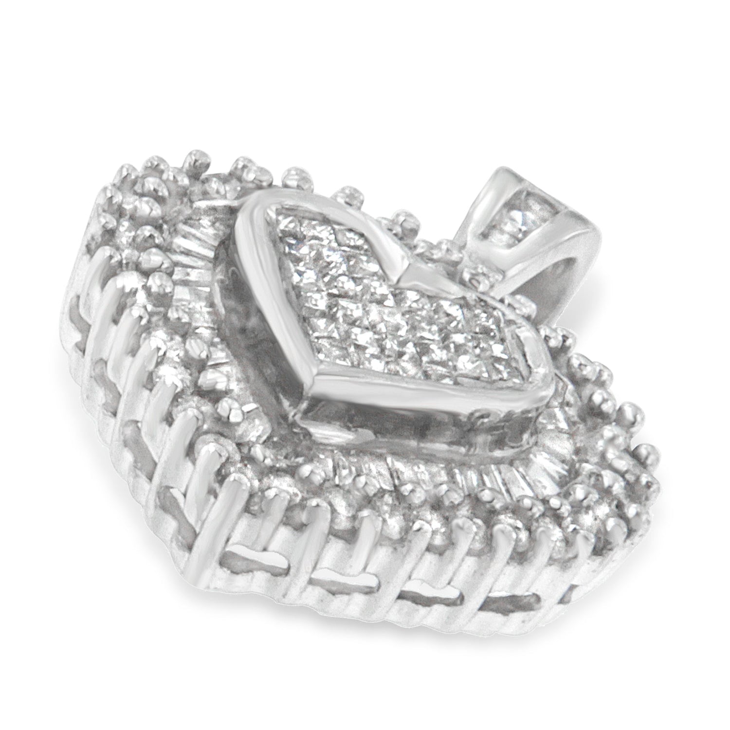 10K White Gold 1 cttw Multi Cut 1 cttw Diamond Heart Pendant Necklace (H-I, I1-I2) by Bids.com