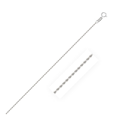 10k White Gold Solid Diamond Cut Rope Chain 1.4mm by Bids.com