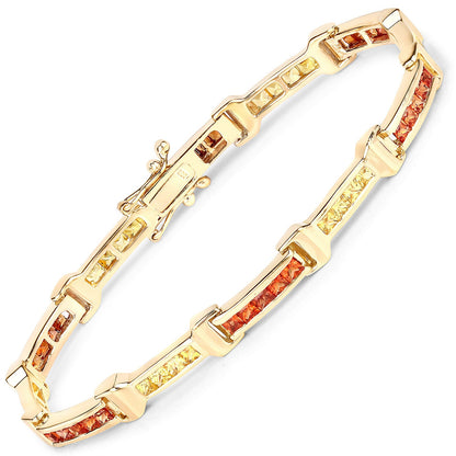 6.48 Carat Genuine Orange Sapphire and Yellow Sapphire .925 Sterling Silver Bracelet by Bids.com