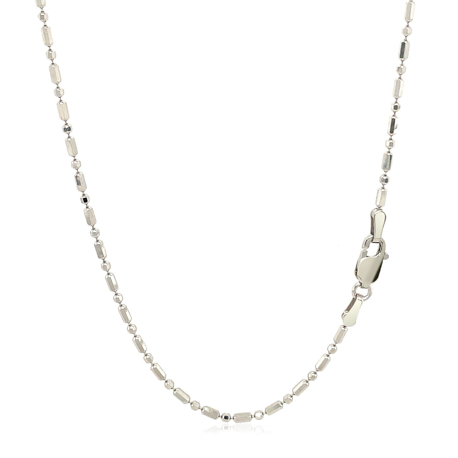 14k White Gold Diamond-Cut Alternating Bead Chain 1.5mm by Bids.com