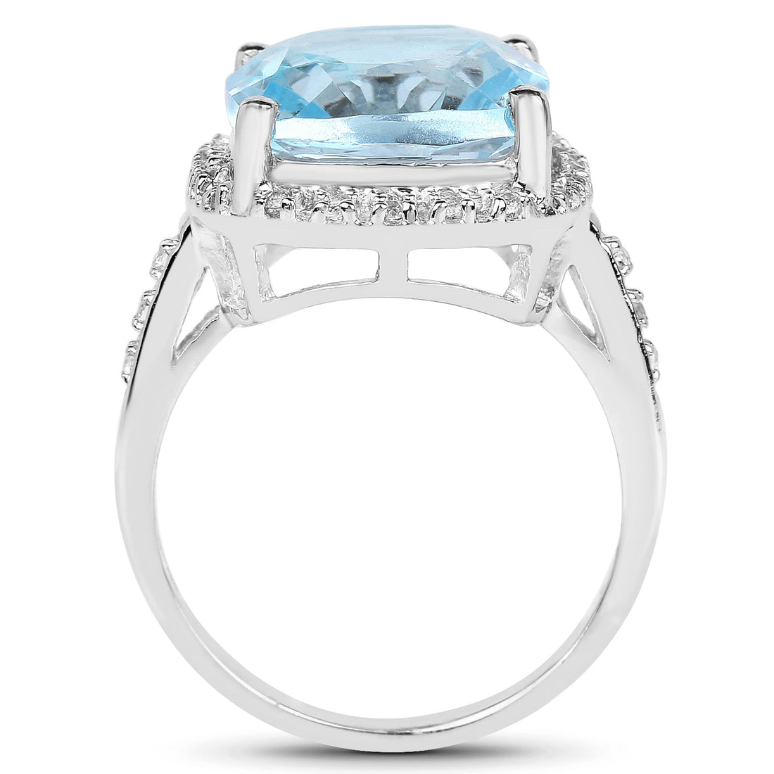 7.18 Carat Genuine Blue Topaz and White Topaz .925 Sterling Silver Ring by Bids.com