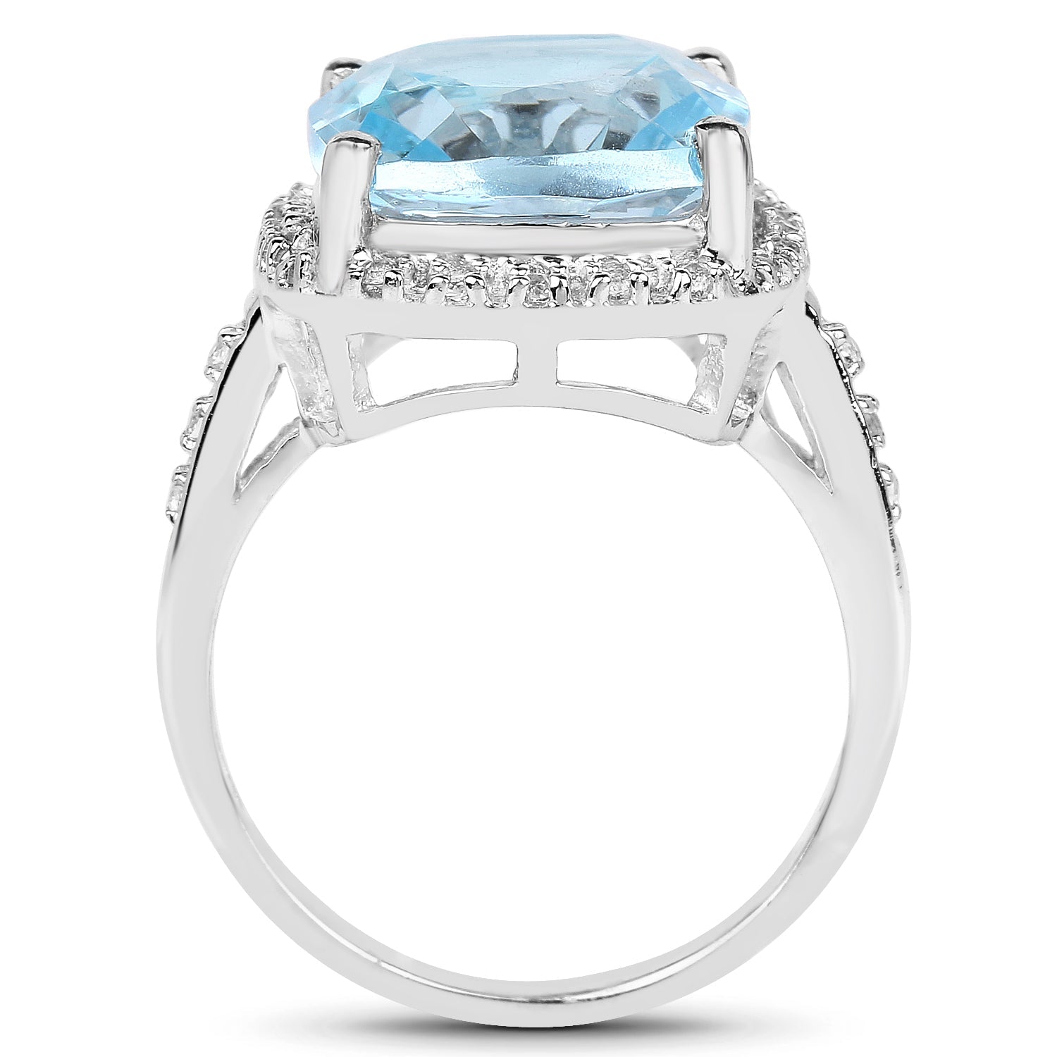 7.18 Carat Genuine Blue Topaz and White Topaz .925 Sterling Silver Ring by Bids.com
