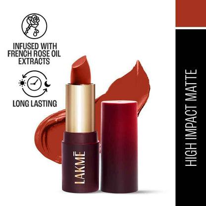Lakme Forever Matte Lipstick, Made With French Rose Oil Extracts - Red Orchid