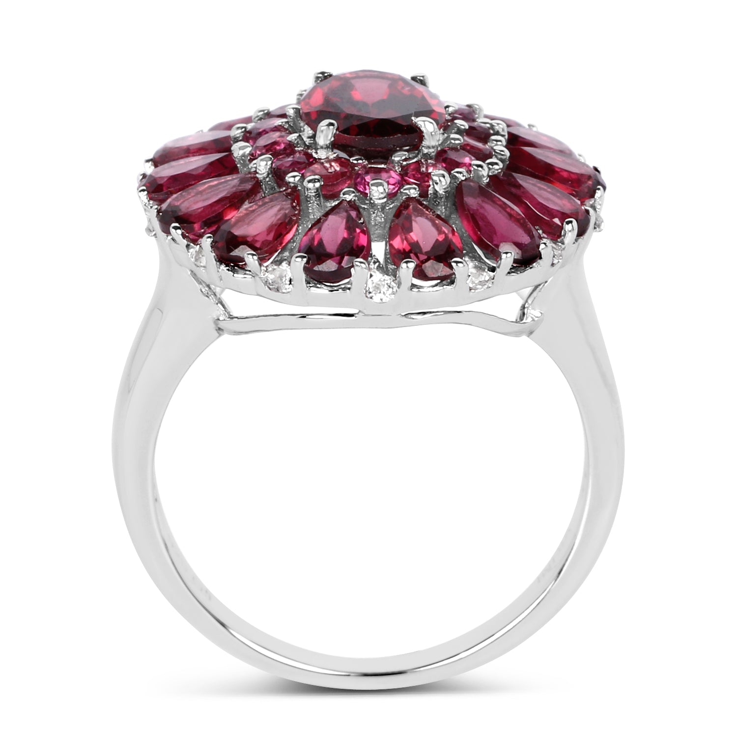 6.19 Carat Genuine Rhodolite and White Topaz .925 Sterling Silver Ring by Bids.com