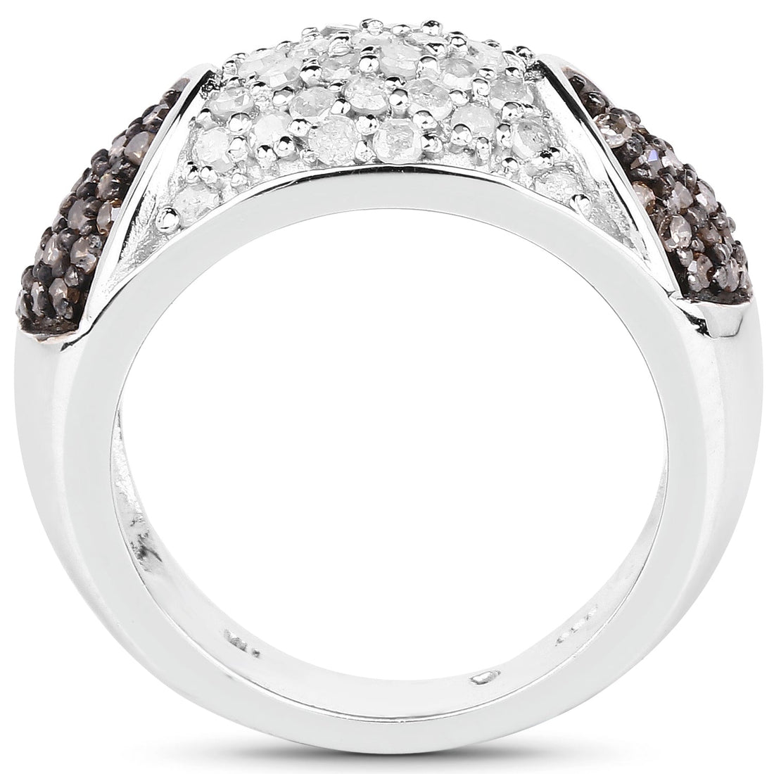 0.94 Carat Genuine Champagne Diamond and White Diamond .925 Sterling Silver Ring by Bids.com