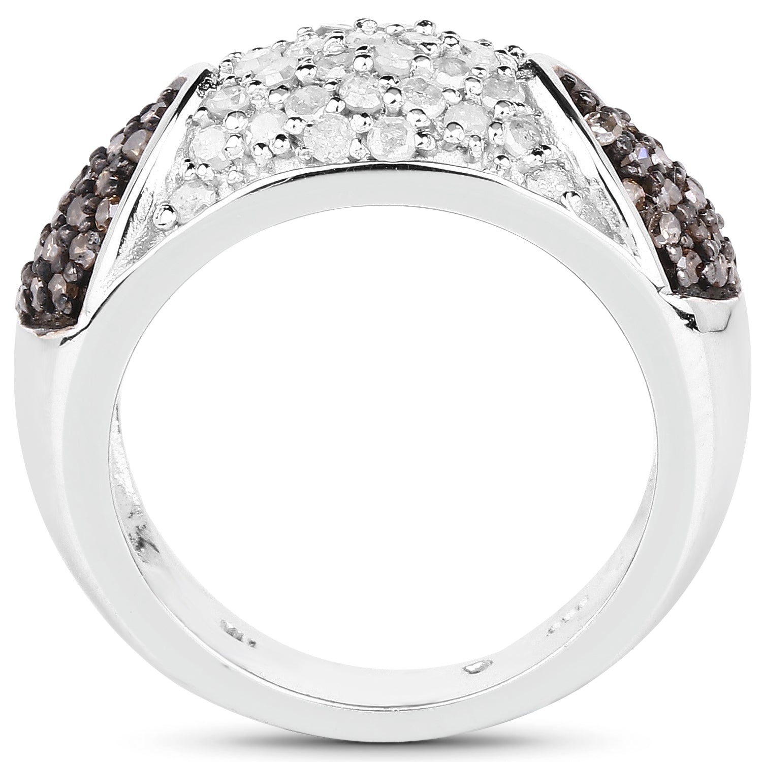0.94 Carat Genuine Champagne Diamond and White Diamond .925 Sterling Silver Ring by Bids.com