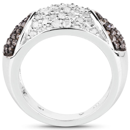 0.94 Carat Genuine Champagne Diamond and White Diamond .925 Sterling Silver Ring by Bids.com