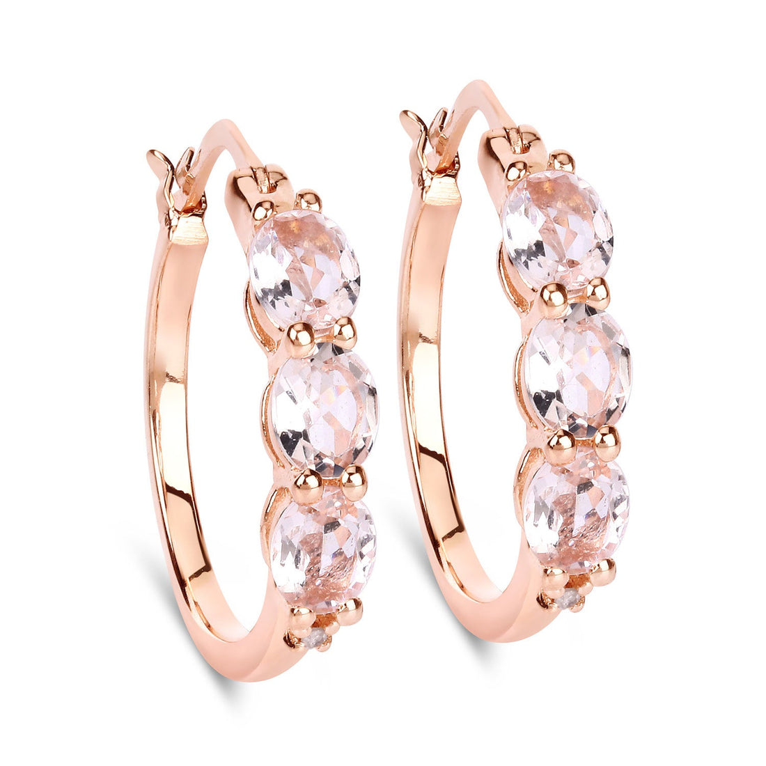 1.63 Carat Genuine Morganite and White Diamond .925 Sterling Silver Earrings by Bids.com