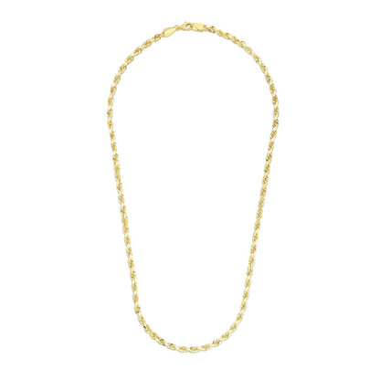 5.0mm 14k Yellow Gold Solid Diamond Cut Rope Chain by Bids.com
