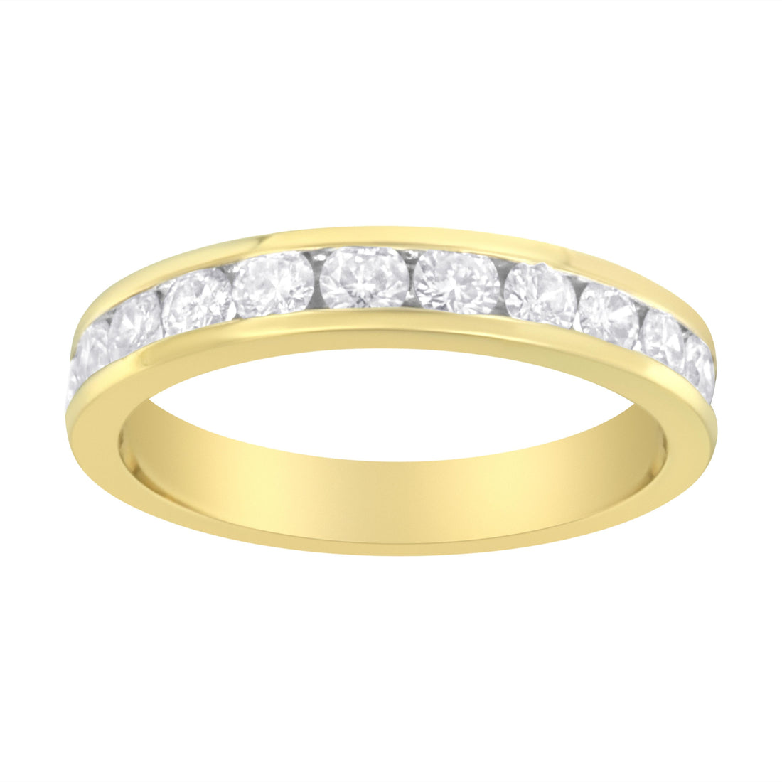 IGI Certified 18K Yellow Gold 1.0 Cttw Channel Set Round-Cut Diamond 11 Stone Anniversary/Wedding Band Ring (I-J Color, I1-I2 Clarity) - Size 9.5  DestGlow
