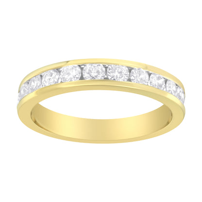 IGI Certified 18K Yellow Gold 1.0 Cttw Channel Set Round-Cut Diamond 11 Stone Anniversary/Wedding Band Ring (I-J Color, I1-I2 Clarity) - Size 9.5  DestGlow