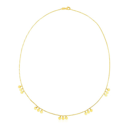 14k Yellow Gold Necklace with Circle Dangle Stations by Bids.com