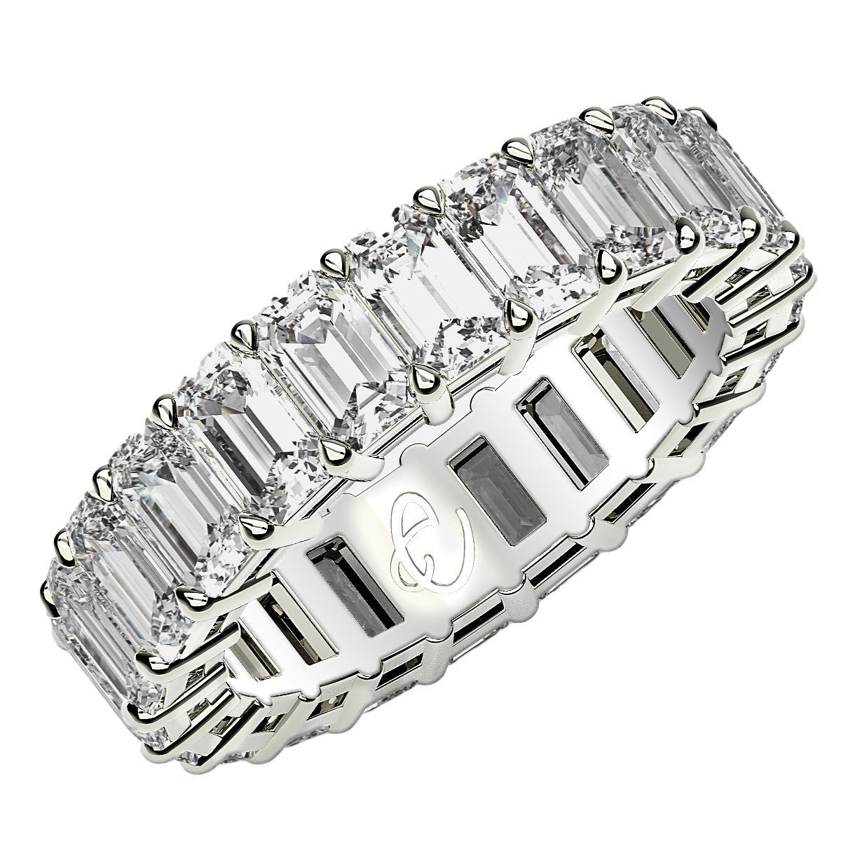 Emerald Cut Lab Grown Diamond Eternity Ring in 14k White Gold (6 cttw FG/VS2) by Bids.com