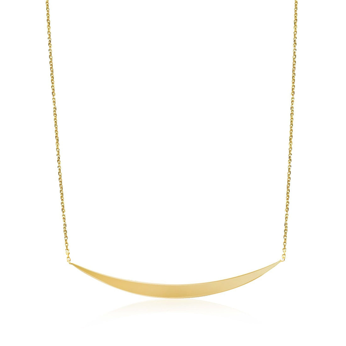 14k Yellow Gold Necklace with Polished Curved Bar Pendant by Bids.com