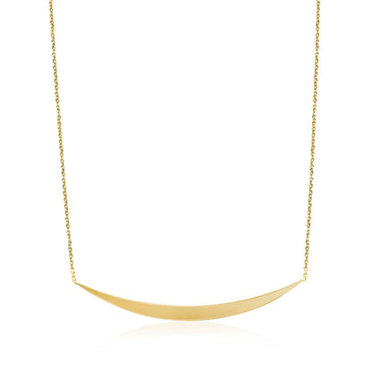 14k Yellow Gold Necklace with Polished Curved Bar Pendant by Bids.com