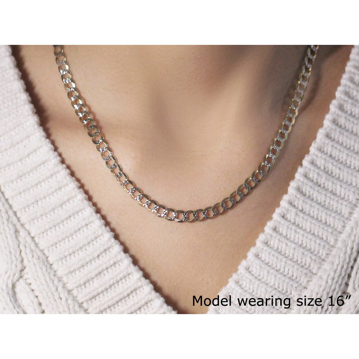 5.7mm 14k Two Tone Gold Pave Curb Chain by Bids.com