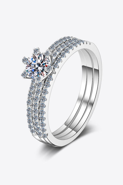 Sparkala™ 925 Rhodium Over Pure Sterling Silver Ring Set by Sparkala