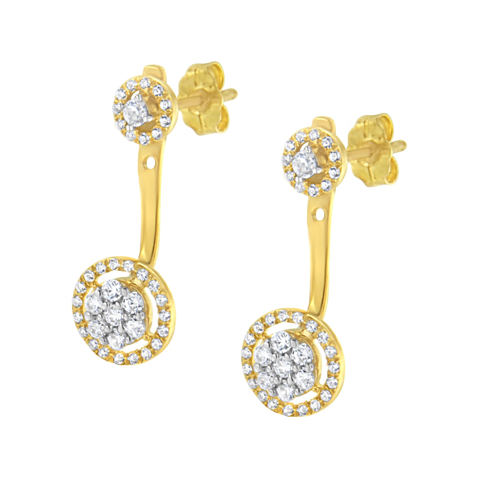 14K Yellow Gold Plated .925 Sterling Silver 5/8 Cttw Diamond Removable Stud and Dangle Earrings (I-J Color, I2-I3) by Bids.com