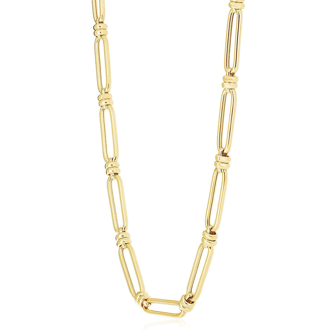14k Yellow Gold High Polish Elongated Paperclip Jax Link Necklace by Bids.com