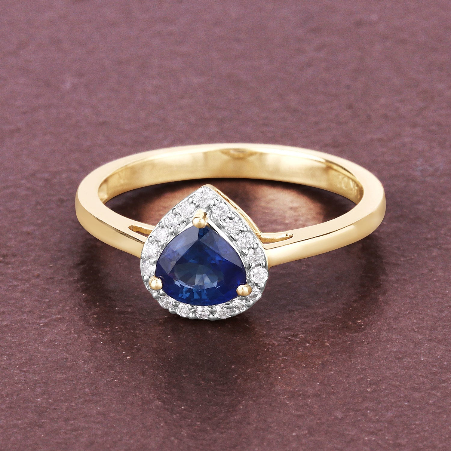 0.73 Carat Genuine Blue Sapphire and White Diamond 14K Yellow Gold Ring by Bids.com