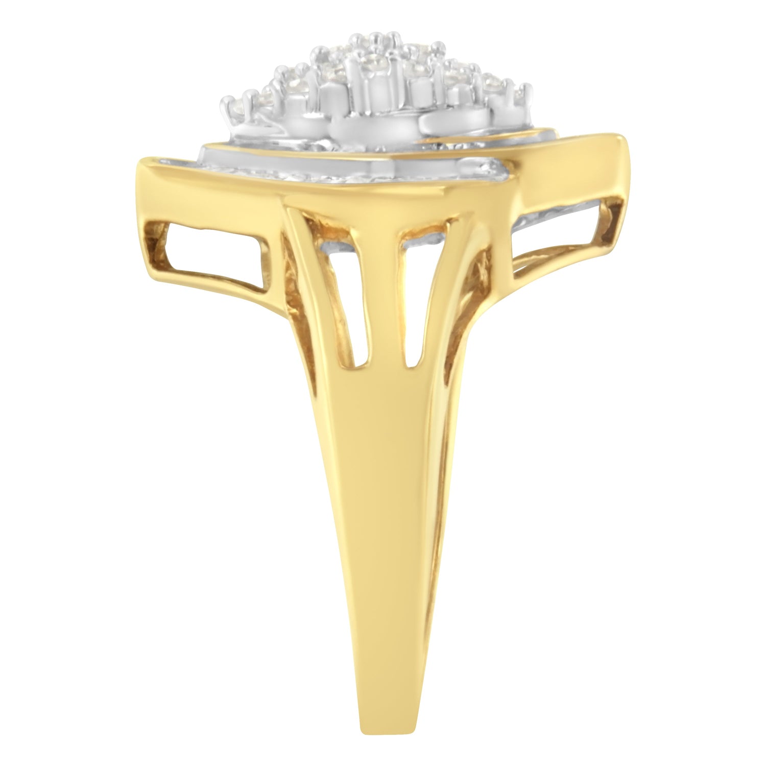 10K Yellow Gold Diamond Cluster Ring (3/4 Cttw, J-K Color, I2-I3 Clarity) - Size 6 by Bids.com