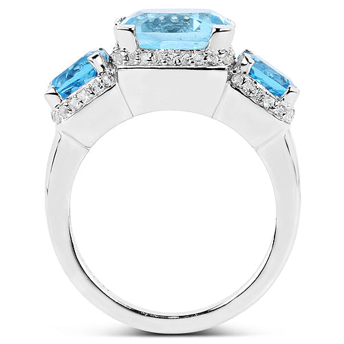 4.40 Carat Blue Topaz Ring with 2.70 Carat Multi-Gems in Sterling Silver by Bids.com