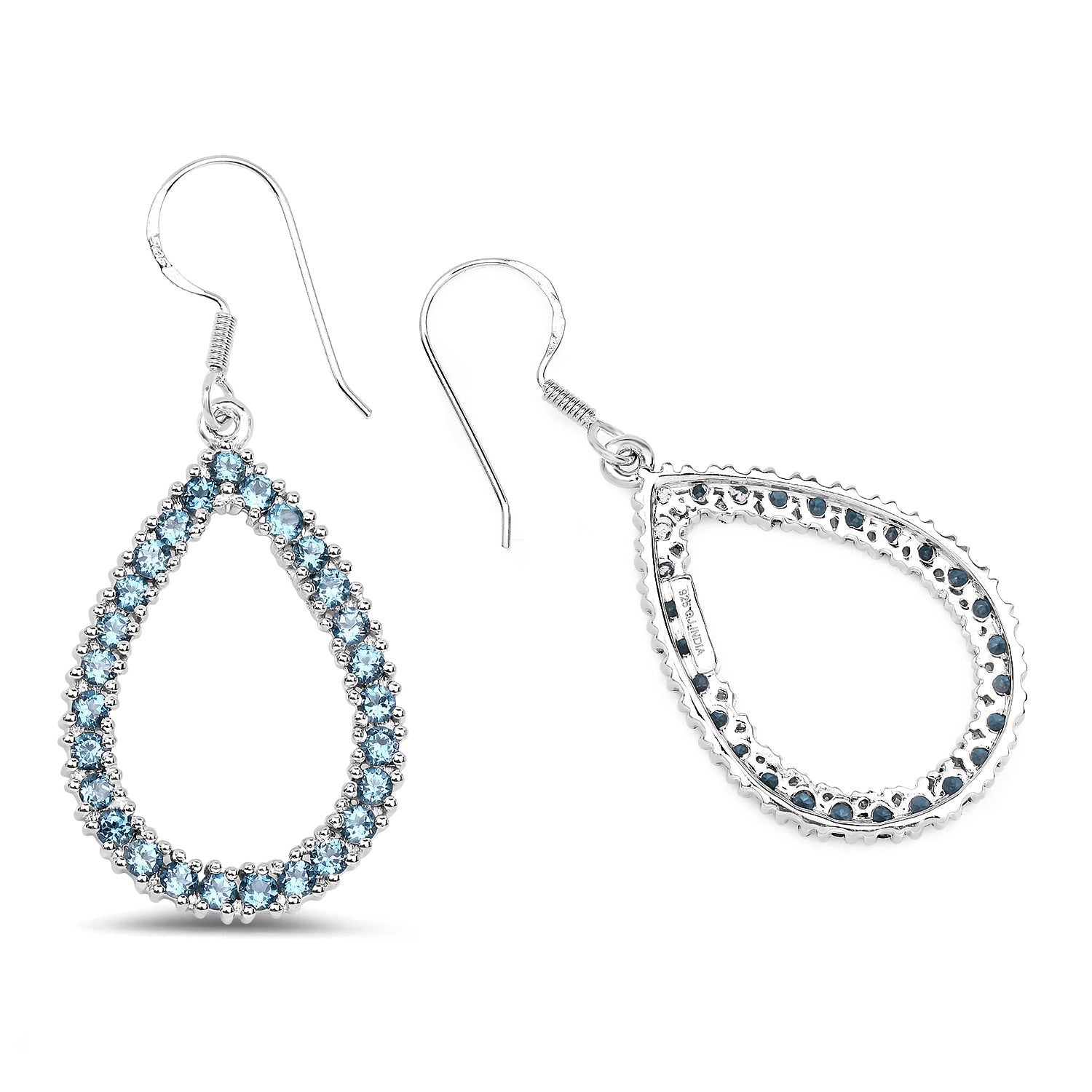 4.32 Carat Genuine London Blue Topaz .925 Sterling Silver Earrings by Bids.com