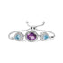 .925 Sterling Silver Oval Amethyst and Pear Blue Topaz with Diamond Accent Lariat 4â€-10â€ Adjustable Bolo Bracelet (H-I Color, SI1-SI2 Clarity) by Bids.com