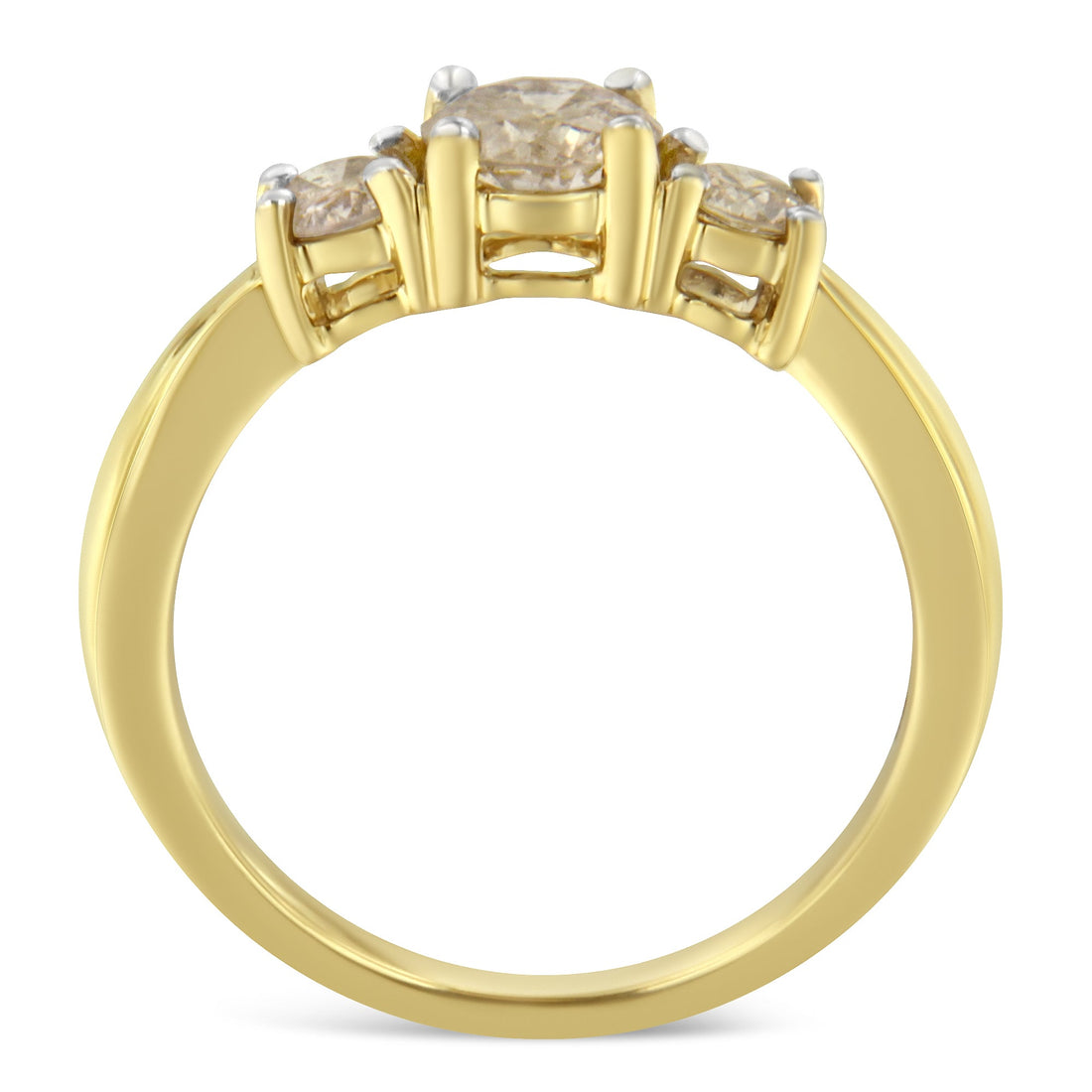 10K Yellow Gold Three Stone Diamond Band Ring (1.00 cttw, J-K Color, I2-I3 Clarity) by Bids.com