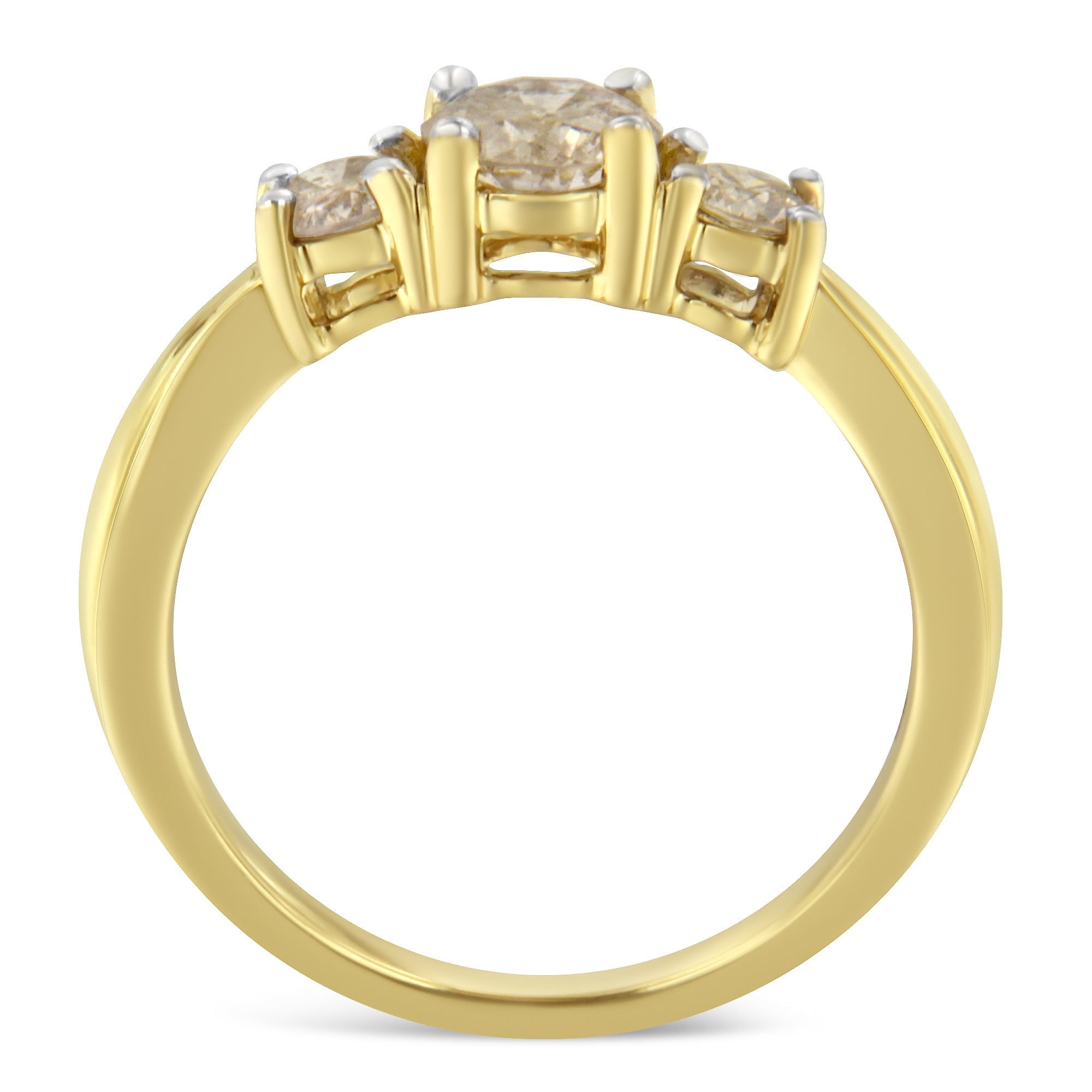 10K Yellow Gold Three Stone Diamond Band Ring (1.00 cttw, J-K Color, I2-I3 Clarity) by Bids.com