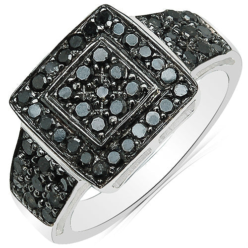 0.77 Carat Genuine Black Diamond .925 Sterling Silver Ring by Bids.com