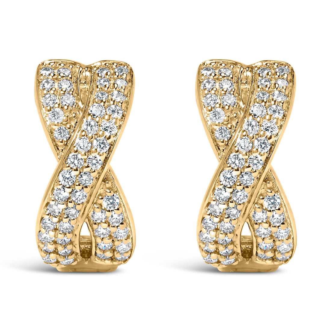 14K Yellow Gold 1/3 Cttw Diamond Criss Cross Huggie Hoop Earrings (G-H Color, SI2-I1 Clarity) by Bids.com