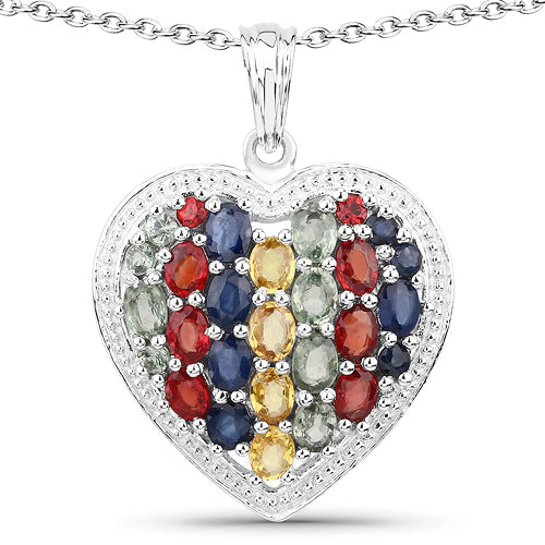4.40 Carat Genuine Multi Stones .925 Sterling Silver Pendant by Bids.com