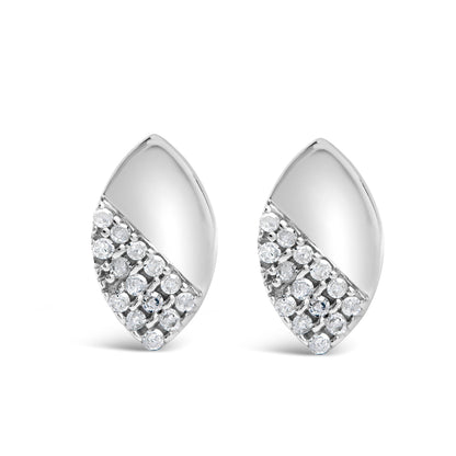 925 Sterling Silver 1/6 Cttw Diamond and Mirror Polish Pear Shape Stud Earrings (I-J Color, I2-I3 Clarity)  DestGlow