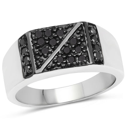 0.35 Carat Genuine Black Diamond .925 Sterling Silver Ring by Bids.com