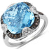 8.29 Carat Genuine Swiss Blue Topaz, Champagne Diamond and White Diamond .925 Sterling Silver Ring by Bids.com