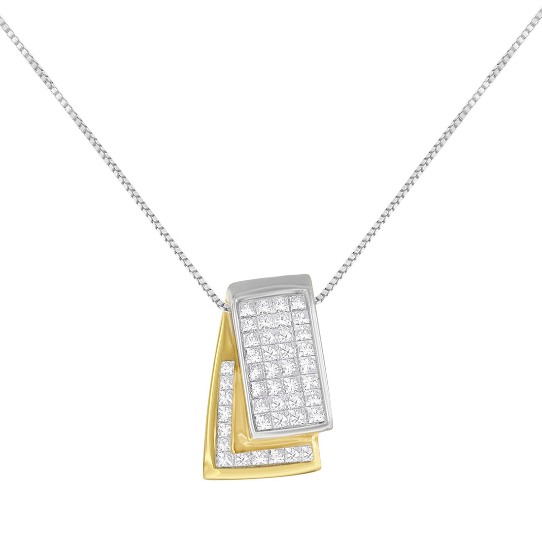 14KT White Gold Diamond Box Pendant Necklace (1 cttw, H-I Color, SI2-I1 Clarity) by Bids.com