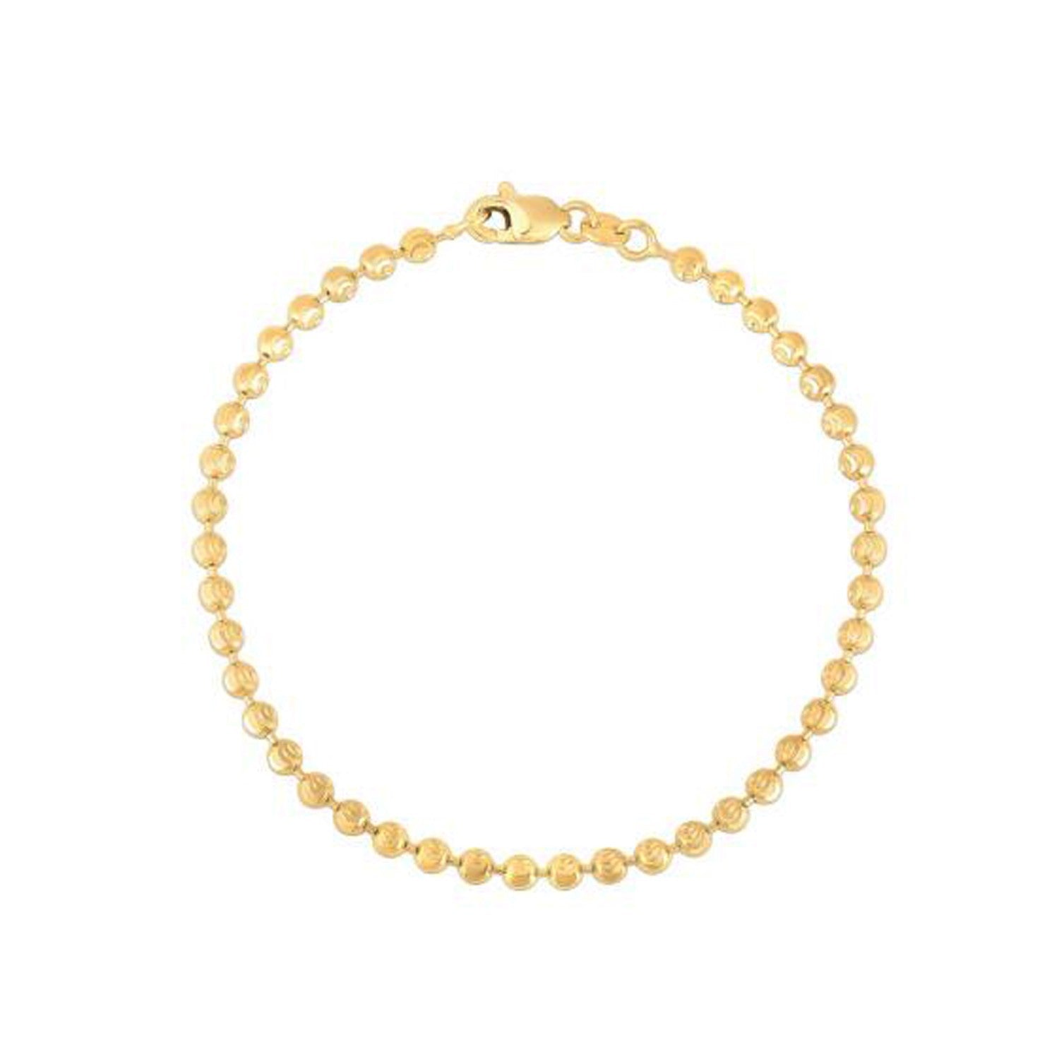 Moon Cut Bead Chain Bracelet in 14k Yellow Gold (3.00 mm) by Bids.com
