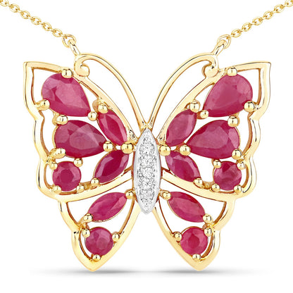 2.88 Carat Genuine Ruby and White Zircon .925 Sterling Silver Necklace by Bids.com