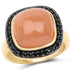 14K Yellow Gold Plated 7.50 ct. t.w. Peach Moonstone and Black Spinel Ring in Sterling Silver by Bids.com